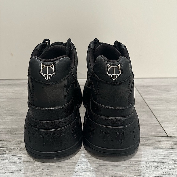 NAKED WOLF BLACK LEATHER SNEAKERS - Picture 3 of 3
